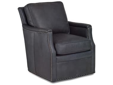 Maitland Smith Thompson Swivel 29" Blue Leather Accent Chair MSRA1165SWIMSLA