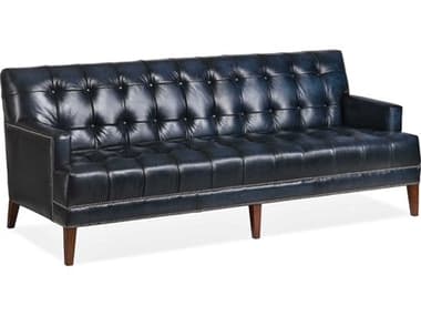 Maitland Smith Edgefield 
 83" Briston Indigo Blue Leather Upholstered Sofa MSRA14113BRIIND