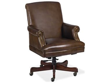 Maitland Smith Brown Leather Adjustable Swivel Tilt Executive Desk Chair MSRA2218STWARSPI