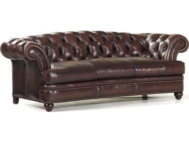 Maitland Smith Washington 90&quot; Tufted Wipe Off Brown Leather Upholstered Sofa MSRA324WIPBAR