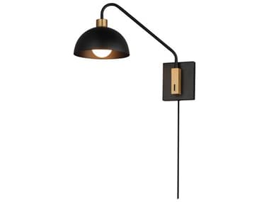 Maxim Lighting Thelonious 1-Light Black Natural Aged Brass Swing Wall Sconce MX10021BKNAB