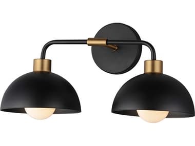 Maxim Lighting Thelonious 2-Light Black Natural Aged Brass Vanity Light MX10022BKNAB