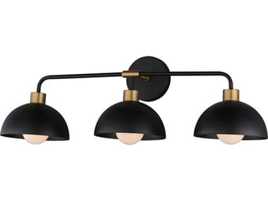 Maxim Lighting Thelonious 3-Light Black Natural Aged Brass Vanity Light MX10023BKNAB