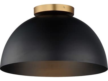 Maxim Lighting Thelonious 1-Light Black Natural Aged Brass Dome Flush Mount MX10029BKNAB