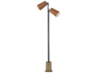 Maxim Lighting Scout 70" Tall Weathered Wood Tan Leather Brown Glass Floor Lamp MX10099WWDTN