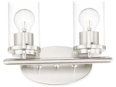 Maxim Lighting Corona 12" Wide 2-Light Satin Nickel Glass Vanity Light MX10212CLSN