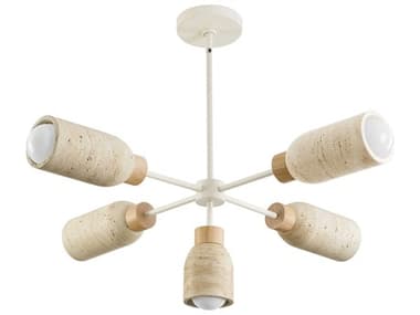 Maxim Lighting Pompeii 5-Light Travertine Oyster Off White Cylinder Chandelier MX10625TVOY