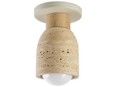 Maxim Lighting Pompeii 1-Light Travertine Oyster Off White Cylinder Flush Mount MX10629TVOY