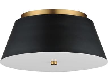 Maxim Lighting Miles 1-Light Black Natural Aged Brass Drum Flush Mount MX10719WTBKNAB