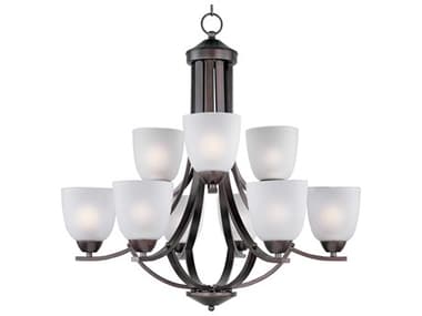 Maxim Lighting Axis 28" Wide 9-Light Oil Rubbed Bronze Glass Bell Tiered Chandelier MX11226FTOI