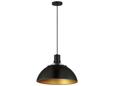 Maxim Lighting Dawn 15" 1-Light Antique Brass Black Dome Pendant MX12045ABBK