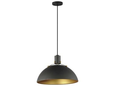 Maxim Lighting Dawn 19" 1-Light Antique Brass Black Dome Pendant MX12048ABBK