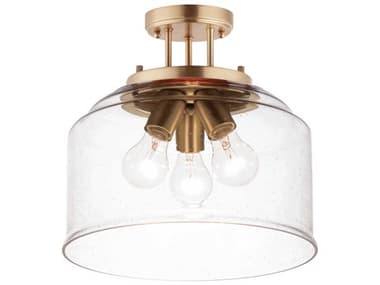 Maxim Lighting Acadia 12" 3-Light Heritage Brass Glass Dome Semi Flush Mount MX12271CDHR