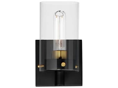 Maxim Lighting Pinn 8" Tall 1-Light Black Satin Brass Glass Wall Sconce MX12401CLBKSBR
