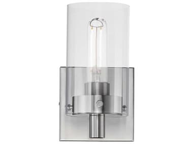 Maxim Lighting Pinn 8" Tall 1-Light Satin Nickel Glass Wall Sconce MX12401CLSN
