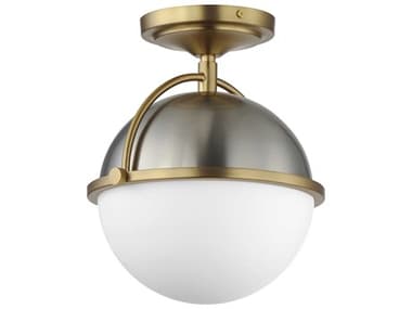 Maxim Lighting Duke 9" 1-Light Satin Nickel Brass Glass Globe Semi Flush Mount MX12410SWSNSBR