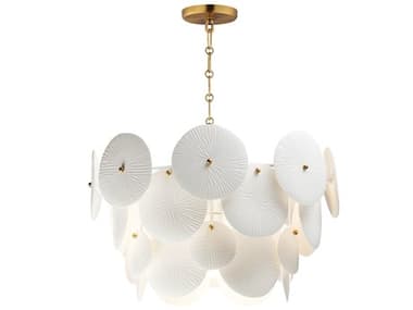 Maxim Lighting Isla 4-Light Natural Aged Brass White Tiered Pendant MX12824WTNAB