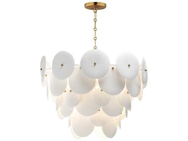 Maxim Lighting Isla 5-Light Natural Aged Brass White Tiered Pendant MX12825WTNAB