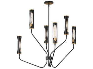 Maxim Lighting Regent 6-Light Black Antique Brass Cylinder Chandelier MX16176CLBKAB