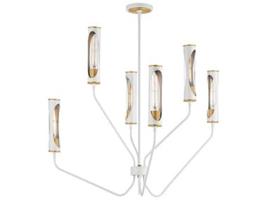 Maxim Lighting Regent 6-Light Light French Gray Natural Aged Brass Cylinder Chandelier MX16176CLLFGNAB