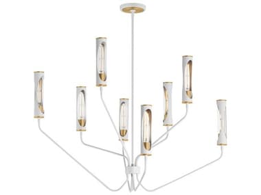 Maxim Lighting Regent 8-Light Light French Gray Natural Aged Brass Cylinder Chandelier MX16178CLLFGNAB