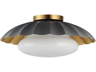 Maxim Lighting Primrose 16" 1-Light Dark Grey Gold Leaf Dome Flush Mount MX18059DGGL