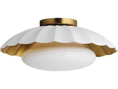 Maxim Lighting Primrose 16" 1-Light Matte White Gold Leaf Dome Flush Mount MX18059MWGL