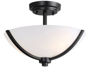 Maxim Lighting Deven 14" 3-Light Black Glass Bowl Semi Flush Mount MX20031SWBK