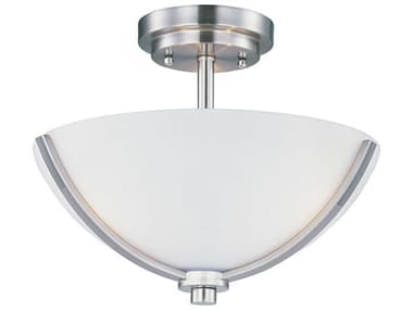 Maxim Lighting Deven 14" 3-Light Satin Nickel Glass Bowl Semi Flush Mount MX20031SWSN