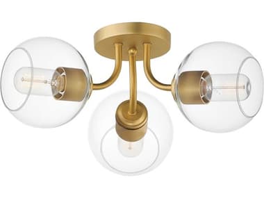 Maxim Lighting Knox 18" 3-Light Natural Aged Brass Globe Semi Flush Mount MX21634CLNAB