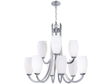 Maxim Lighting Taylor 9-Light Satin Nickel Glass Bell Tiered Chandelier MX21657SWSN