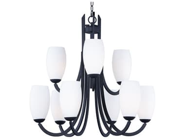 Maxim Lighting Taylor 9-Light Textured Black Glass Bell Tiered Chandelier MX21657SWTXB