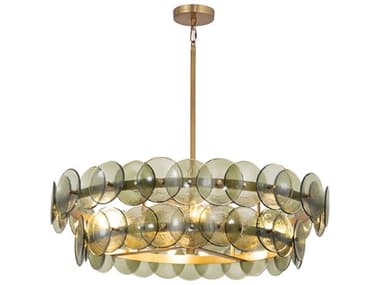 Maxim Lighting Loren 6-Light Weathered Brass Green Round Chandelier MX21823GNWBR