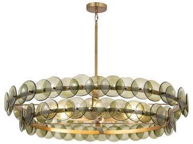 Maxim Lighting Loren 8-Light Weathered Brass Green Round Chandelier MX21824GNWBR