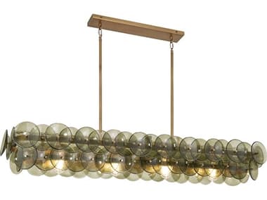 Maxim Lighting Loren 5-Light Weathered Brass Green Linear Island Pendant MX21826GNWBR