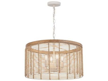 Maxim Lighting Vannerie 4-Light Ecru Brown Cylinder Pendant MX22445NAEC