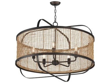 Maxim Lighting Cestino 5-Light Antique Bronze Drum Pendant MX22475NAANB