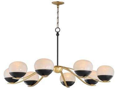 Maxim Lighting Lucerne 8-Light Black Natural Aged Brass Gold Globe Chandelier MX24648MRBKNAB