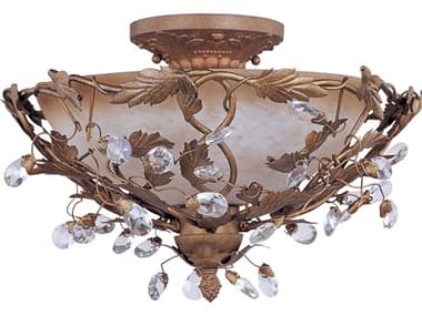 Maxim Lighting Elegante 16" 3-Light Etruscan Gold Crystal Glass Bowl Semi Flush Mount MX2859EG