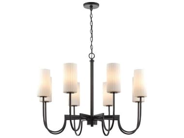 Maxim Lighting Town And Country 34" Wide 8-Light Black Glass Candelabra Cylinder Chandelier MX32008SWBK