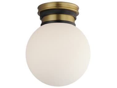Maxim Lighting San Simeon 7" 1-Light Black Natural Aged Brass Bronze Glass LED Globe Flush Mount MX32481SWBKNAB