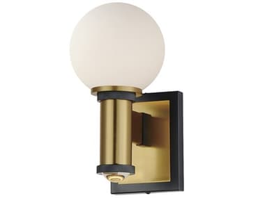 Maxim Lighting San Simeon 11" Tall 2-Light Black Natural Aged Brass Glass LED Wall Sconce MX32482SWBKNAB