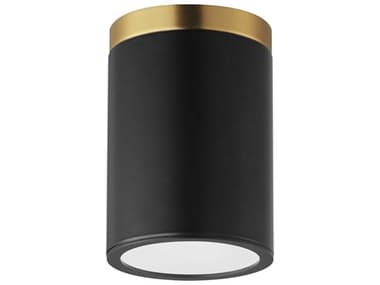 Maxim Lighting Dapper 1-Light Black Antique Brass Cylinder Flush Mount MX59700WTBKAB
