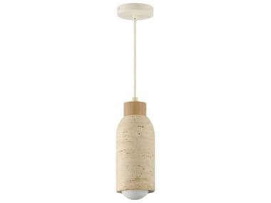 Maxim Lighting Pompeii 1-Light Travertine Oyster Off White Cylinder Mini Pendant MX90621TVOY