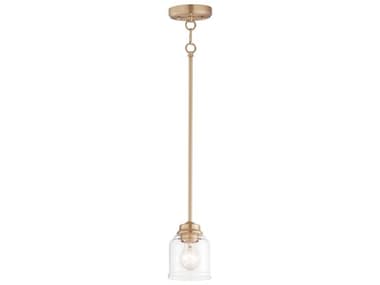Maxim Lighting Acadia 4" 1-Light Heritage Brass Glass Bell Mini Pendant MX91260CDHR