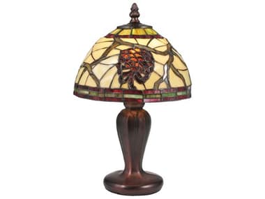 Meyda Pinecone Bronze Glass Tiffany Table Lamp MY106288