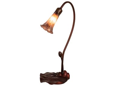 Meyda Pond Lily Mahogany Bronze Glass Table Lamp MY13434