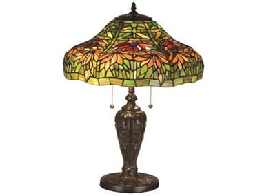 Meyda Poinsettia Stained Glass Table Lamp MY15712