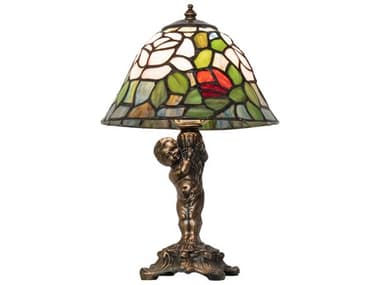 Meyda Tiffany Rosebush 1-Light Mahogany Bronze Table Lamp MY194349