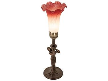 Meyda Pond Lily Mahogany Bronze Glass Table Lamp MY20289